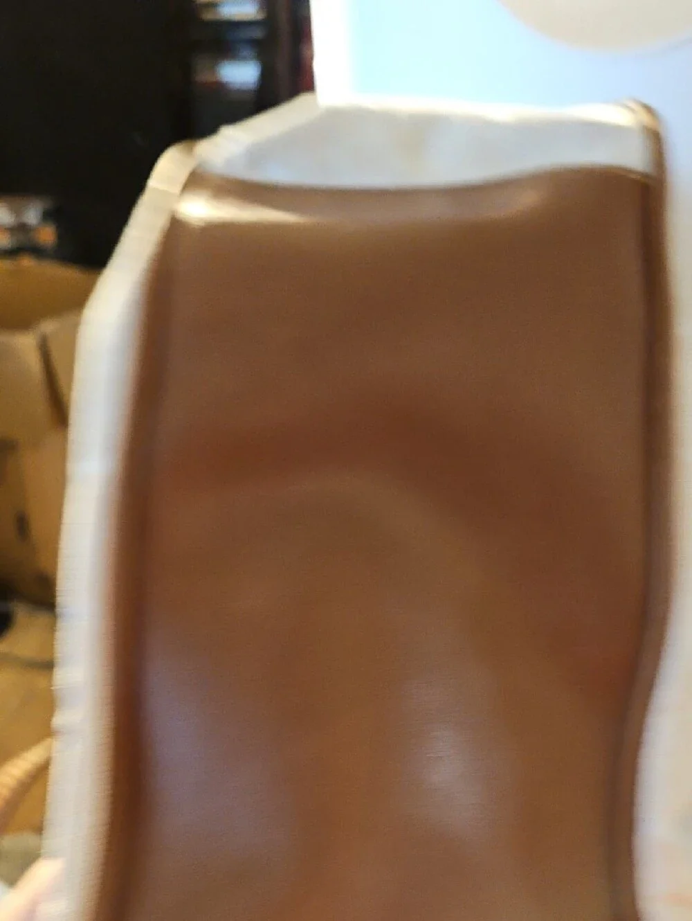 Chaps Brown and Cream Top Handle Purse with Gold-Tone Hardware Z3